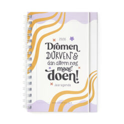 Droom, Plan & Doe // Jaaragenda 2026 A5 Paars Oranje // Doelen agenda met ringband