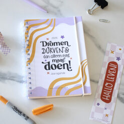 Alternative view of Droom, Plan & Doe // Jaaragenda 2026 A5 Paars Oranje // Doelen agenda met ringband