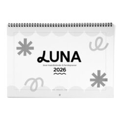 Droom, Plan & Doe // LUNA Familieplanner 2026 // XL Maandkalender Gezinsplanner Zes Personen // Zwart Wit